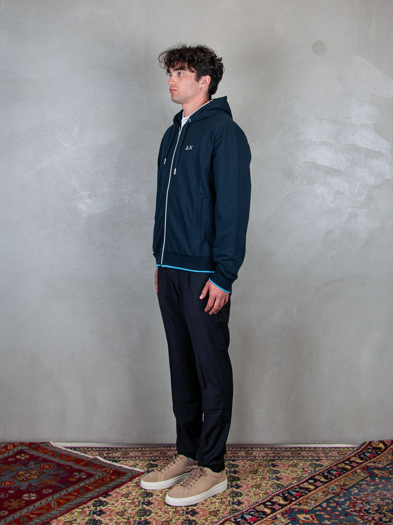 Hoodie Zip Piquet Small Stripes Fleece F35110 07 Sun68 