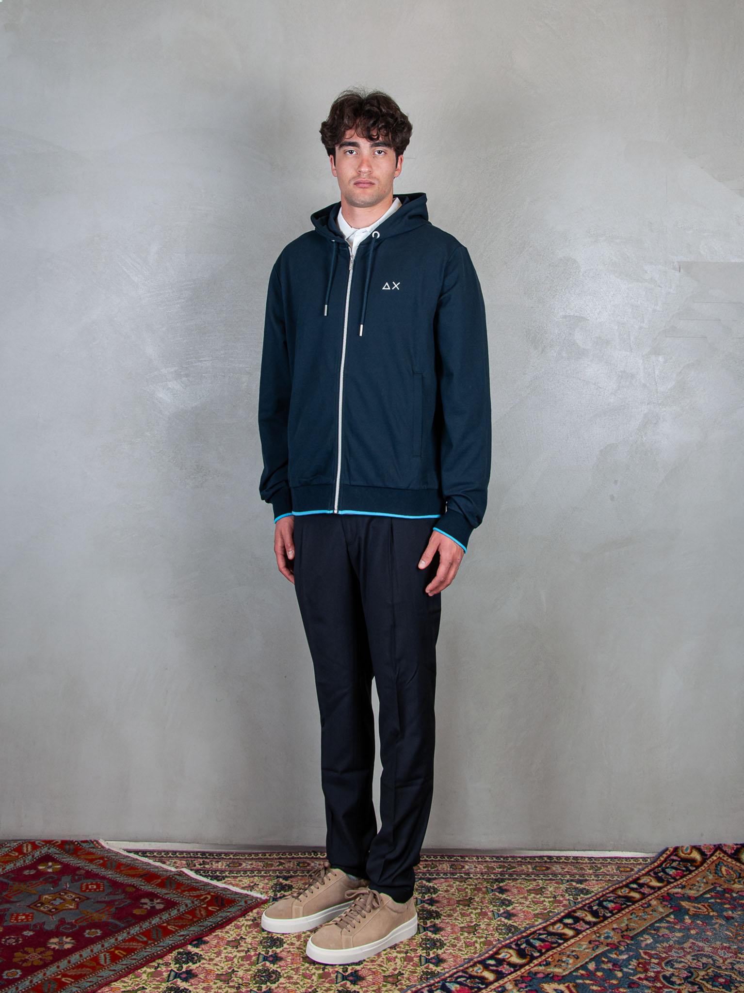 Hoodie Zip Piquet Small Stripes Fleece F35110 07 Sun68 