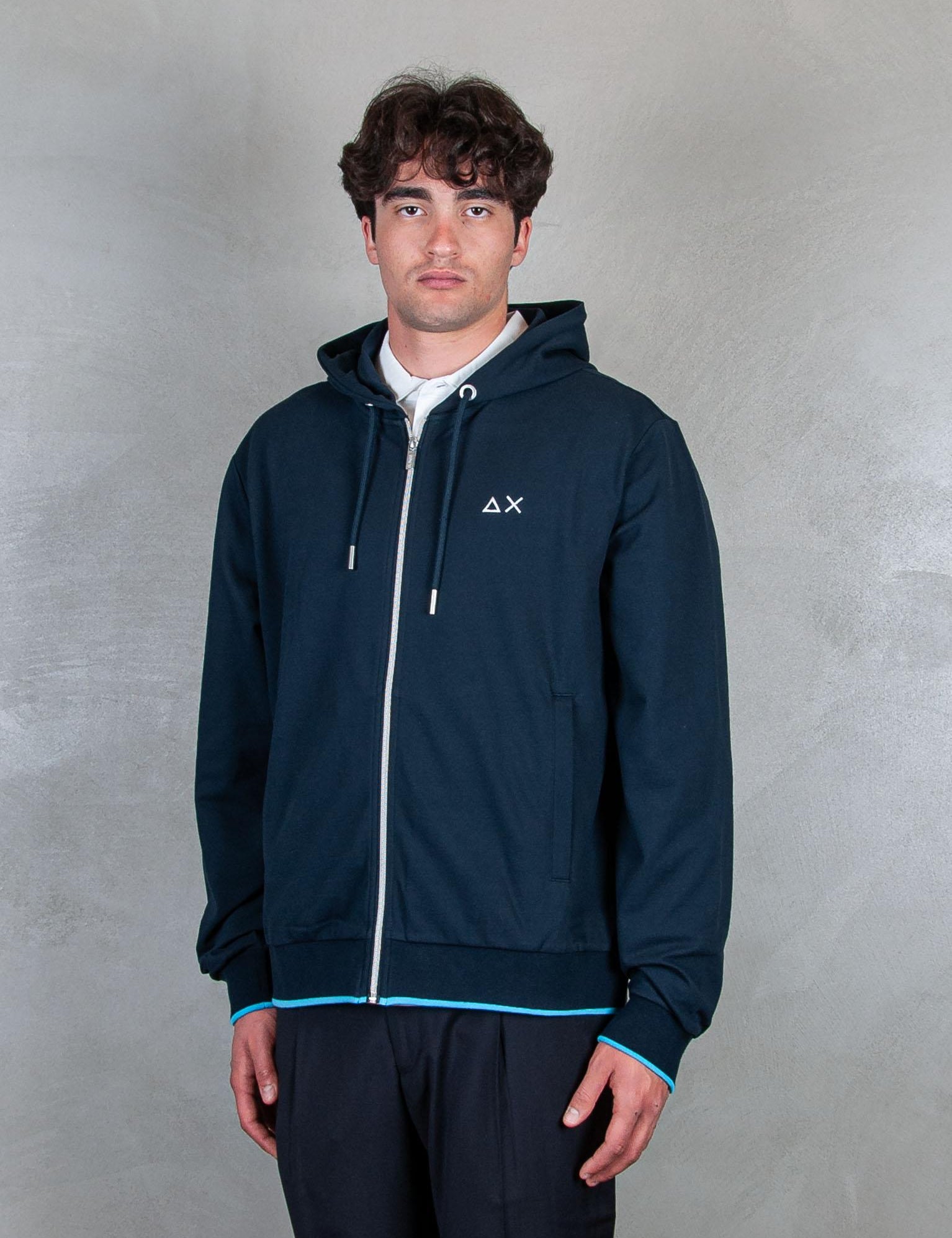 Hoodie Zip Piquet Small Stripes Fleece F35110 07 Sun68 