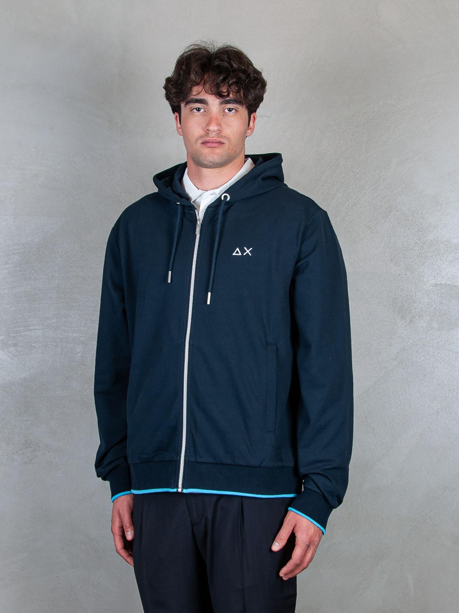 Hoodie Zip Piquet Small Stripes Fleece F35110 07 Sun68 