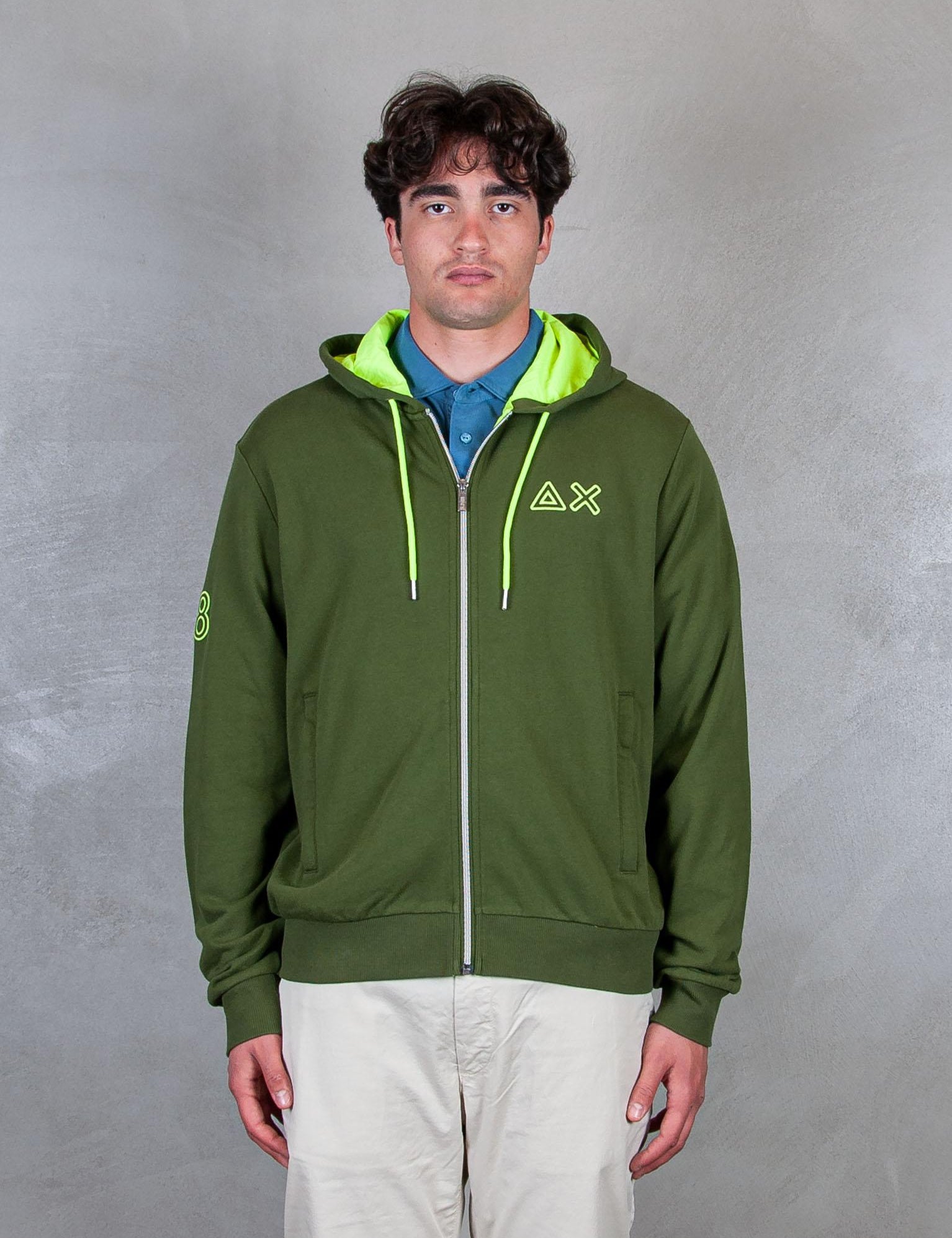 Hoodie Zip Fluo Fleece F35116 37 Sun68 