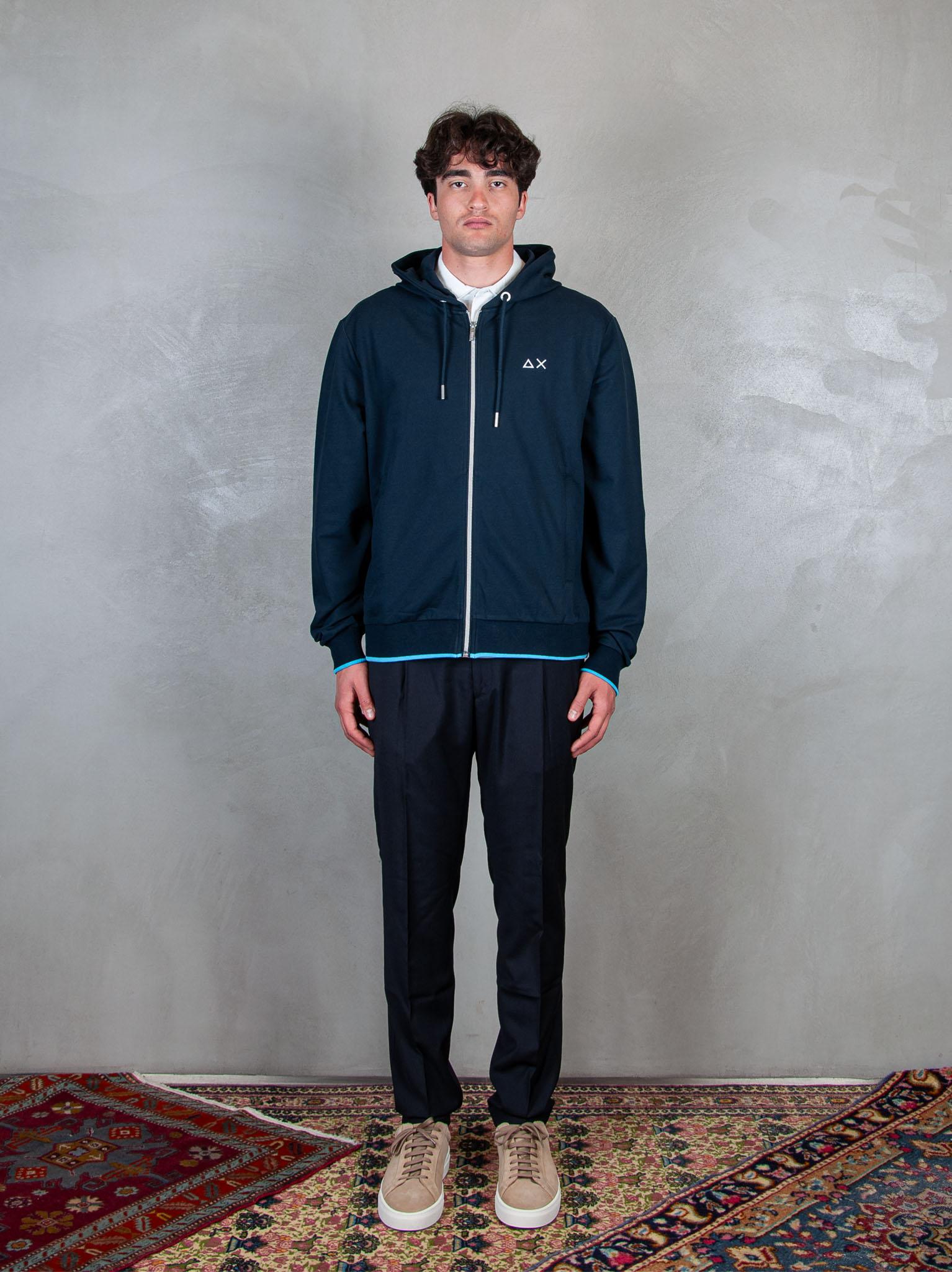 Hoodie Zip Piquet Small Stripes Fleece F35110 07 Sun68 